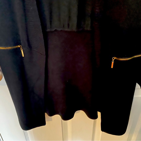 Premise Black Long Cardigan with Gold Zippers. Size Medium. - Picture 2 of 4